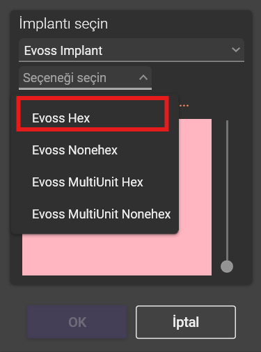 Evoss Hex seçimi