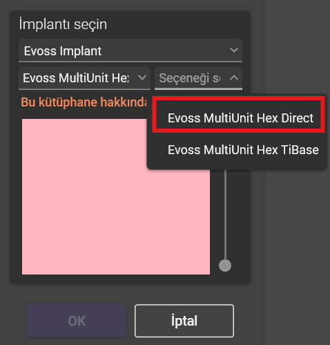 Evoss MultiUnit Hex Direct seçimi