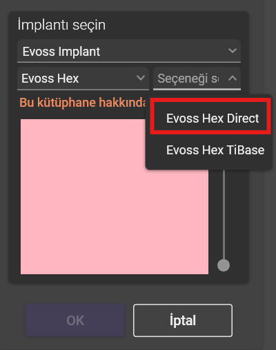 Evoss Hex Direct seçimi