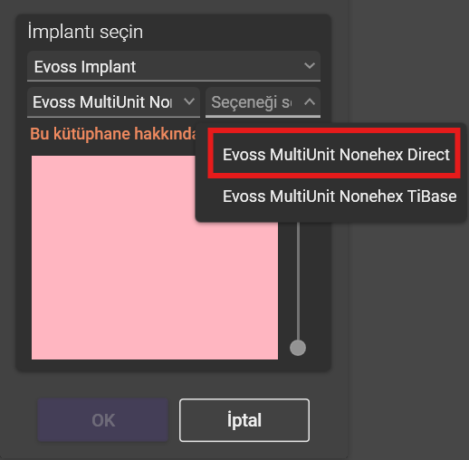 Evoss MultiUnit Nonehex Direct seçimi