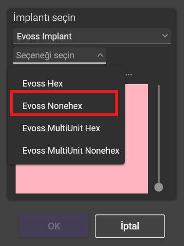Evoss Nonehex seçimi